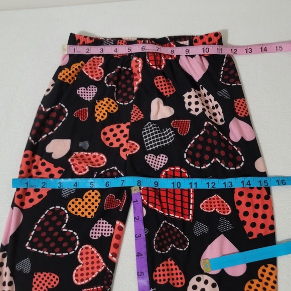 OS Leggings Heart Polka dot Valentines NWOT black red pink - Picture 7 of 10